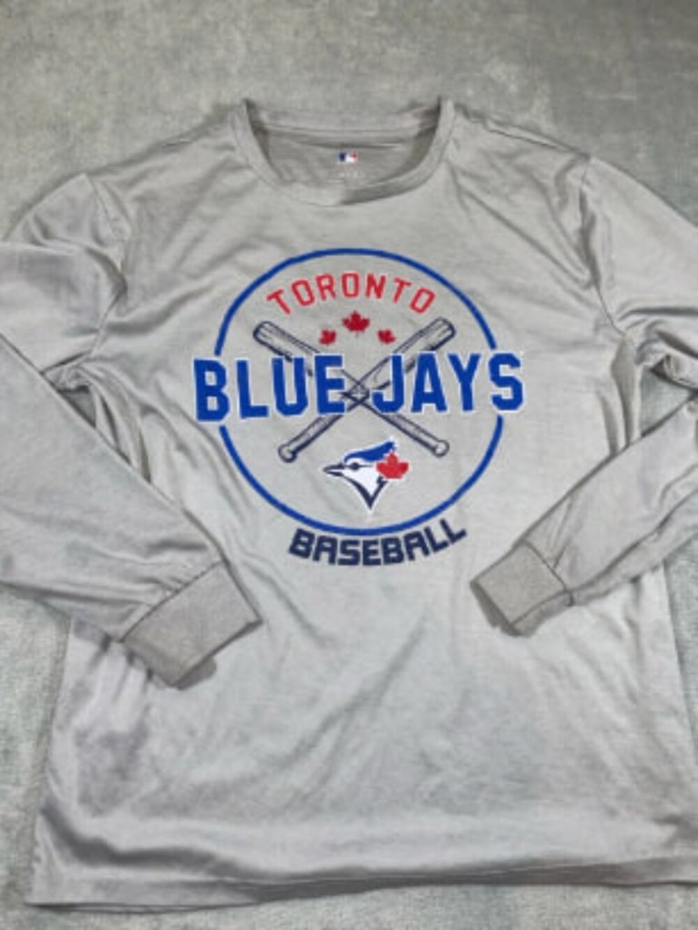 Toronto Blue Jays MLB Grey Graphic Long-Sleeve Shirt - Medium